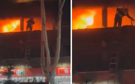 გორში საცხოვრებელი კორპუსის ბინაში ხანძარი გაჩნდა - კადრებში ჩანს, როგორ ცდილობს მეხანძრე ცეცხლმოდებულ ბინასთან მიახლოებას