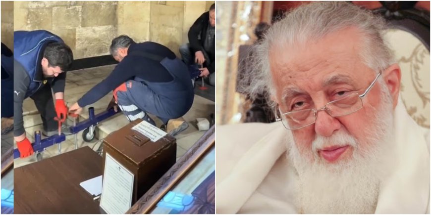 კადრები არის ძალიან მძიმე და ემოციური ,  კადრები სიონის ტაძრიდან, სადაც ამ წუთეებში პატრიარქის სამუდამო განსასვენებელს ამზადებენ (ვიდეო)